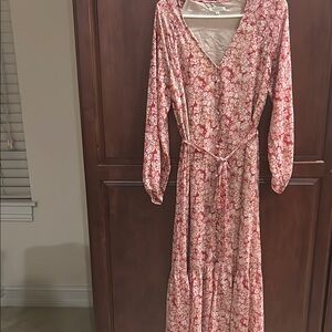 Floral V-Neck Long Sleeve Dress